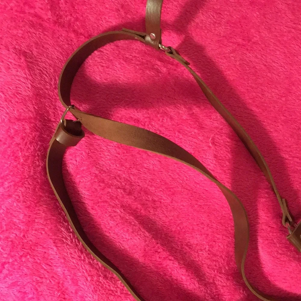 Brown Faux Leather Harness Belt with Metal Buckle Details